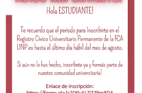 Periodo Inscrip Reg Civ Uni Perm Estudiante FCA UNP – Ermelinda Dure Rotela
